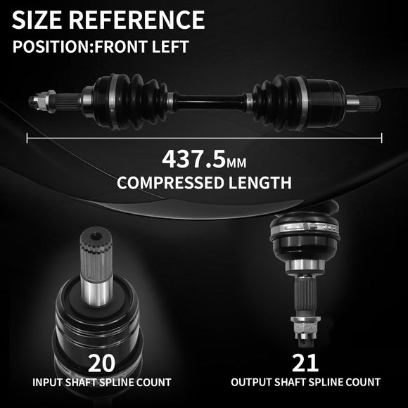 AXLCORE 2 PCS Front Left CV Axle Shaft for Honda Foreman TRX400FW 400 4X4 2002-2003