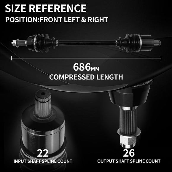 AXLCORE 2 PCS Front Left & Right CV Axle Shaft for Polaris Ranger XP 1000 2017-2020 Replaces 1332637