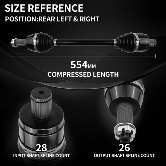 AXLCORE 2 PCS Rear Left &amp; Right CV Axle Shaft for Polaris Sportsman 850 2015–2024 Replaces 1332642 1332809