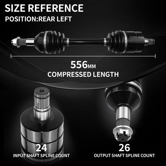 AXLCORE 2 PCS Rear Left CV Axle Shaft for Can-Am Outlander 1000 4X4 EFI DPS / XMR / XT / XTP 2013-2015 Replaces 705501485